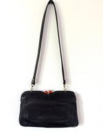 Lade das Bild in den Galerie-Viewer, Ledertasche Schwarz 80s Clutch
