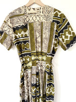 Lade das Bild in den Galerie-Viewer, Kleid 80s Betty Barclay Khaki (M-L)
