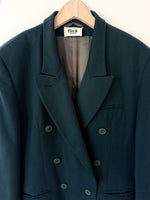 Lade das Bild in den Galerie-Viewer, *Kaschmir Wolle* Blazer Zweireiher 80s Tannengrün (L)
