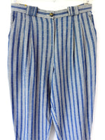 Lade das Bild in den Galerie-Viewer, *Leinen* Hose 80s Nadelstreifen Blau (L-XL)
