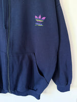 Lade das Bild in den Galerie-Viewer, *Adidas* Sweatjacke 90s Dunkelblau Kapuze (L)
