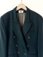 Lade das Bild in den Galerie-Viewer, *Kaschmir Wolle* Blazer Zweireiher 80s Tannengrün (L)
