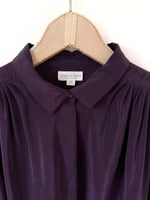 Lade das Bild in den Galerie-Viewer, *Seide* Bluse Premium Basic Aubergine Ballonärmel (L)
