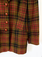 Lade das Bild in den Galerie-Viewer, *Wolle* Blazer 80s Herbst Tartan Rostrot (S-M)
