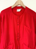 Lade das Bild in den Galerie-Viewer, *Seide* Bluse Premium Basic Rot (L)
