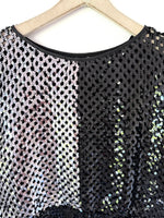Lade das Bild in den Galerie-Viewer, Cropped Pullover 80s Pailletten Silber (L)
