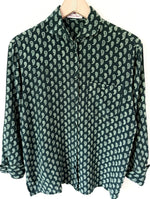Lade das Bild in den Galerie-Viewer, *Aigner* Bluse Seide Paisley Dunkelgrün Mint (M)
