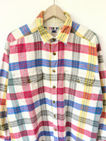 Lade das Bild in den Galerie-Viewer, Flanellhemd Overshirt 80s Blau Tartan (L)

