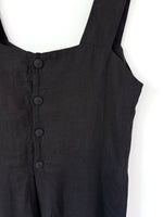 Lade das Bild in den Galerie-Viewer, *Leinen* Träger Latzkleid Premium Basic Schwarz (L)
