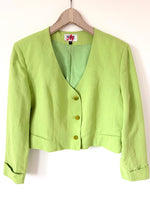Lade das Bild in den Galerie-Viewer, *Leinen* Cropped Blazer 80s Premium Lindgrün (L)
