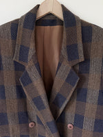 Lade das Bild in den Galerie-Viewer, *Wolle* Blazer Zweireiher 80s Karo (XL)
