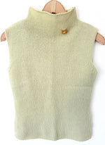 Lade das Bild in den Galerie-Viewer, *Alpaka Wolle* Pullunder Mint Blumen Brosche (M)
