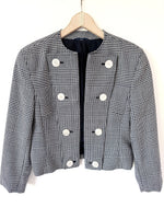 Lade das Bild in den Galerie-Viewer, *Wolle* Cropped Blazer 80s Hahnentritt Marine (M)
