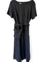 Lade das Bild in den Galerie-Viewer, *Leinen* Kleid 90s Gürtel mit Tasche Schwarz (L)
