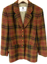 Lade das Bild in den Galerie-Viewer, *Wolle* Blazer 80s Herbst Tartan Rostrot (S-M)
