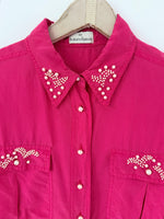 Lade das Bild in den Galerie-Viewer, *Seide* Bluse Perlen Stick Pink (L)
