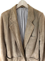 Lade das Bild in den Galerie-Viewer, *Wildleder* Blazer Jacke 80s Zweireiher Khaki (L)
