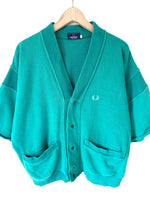 Lade das Bild in den Galerie-Viewer, *Fred Perry* Sweatjacke 80s Cardigan Türkis (L-XL)
