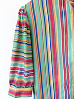 Lade das Bild in den Galerie-Viewer, *Seide* Bluse 80s Blockstreifen Pastell (M)
