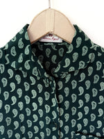 Lade das Bild in den Galerie-Viewer, *Aigner* Bluse Seide Paisley Dunkelgrün Mint (M)
