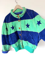 Lade das Bild in den Galerie-Viewer, Wildleder Jacke 80s Blouson Sterne Stick (L)
