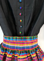 Lade das Bild in den Galerie-Viewer, *Wiesn Kollektion* RARE Dirndl Kleid Wildseide Blumen Stick (L)
