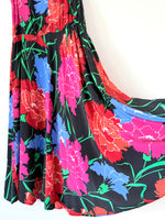 Lade das Bild in den Galerie-Viewer, *Seide* Kleid 80s Blumen Volants Pink (M-L)
