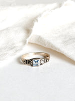 Lade das Bild in den Galerie-Viewer, *925 Sterling Silber* Vintage Ring Jugendstil Blau (54/14)
