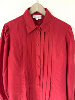 Lade das Bild in den Galerie-Viewer, *Seide* Bluse Premium Basic Rot Ballonärmel (M-L)

