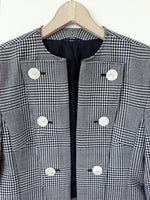 Lade das Bild in den Galerie-Viewer, *Wolle* Cropped Blazer 80s Hahnentritt Marine (M)
