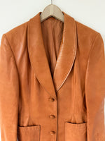 Lade das Bild in den Galerie-Viewer, Leder Blazer 80s Cognacbraun (M-L)
