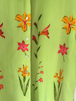 Lade das Bild in den Galerie-Viewer, *Kupferseide* Bluse 80s Blumen Lindgrün (XL)
