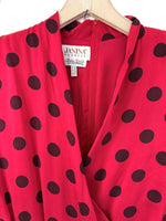 Lade das Bild in den Galerie-Viewer, *Seide* Kleid 80s Polka Dots Rot (M)
