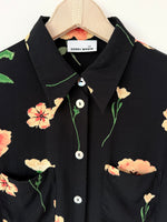 Lade das Bild in den Galerie-Viewer, Bluse 80s Blumen Print Perlmutt (M-L)
