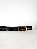 Lade das Bild in den Galerie-Viewer, Leder Flechtgürtel 80s Schwarz Gold (One Size)
