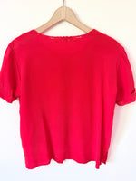 Lade das Bild in den Galerie-Viewer, *Seide* Bluse Loch Stickerei Rot (M-L)
