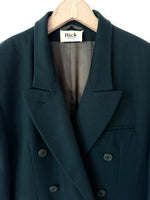 Lade das Bild in den Galerie-Viewer, *Kaschmir Wolle* Blazer Zweireiher 80s Tannengrün (L)
