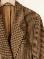 Lade das Bild in den Galerie-Viewer, *Wolle* Blazer Zweireiher 80s Tartan Khaki Rost (L-XL)
