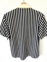Lade das Bild in den Galerie-Viewer, Bluse Marine 80s Blockstreifen Print (M-L)
