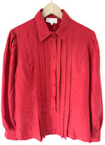Lade das Bild in den Galerie-Viewer, *Seide* Bluse Premium Basic Rot Ballonärmel (M-L)
