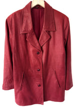 Lade das Bild in den Galerie-Viewer, Leder Mantel 90s Dunkelrot Classic (M-L)
