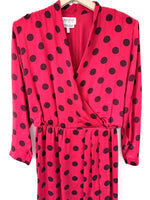 Lade das Bild in den Galerie-Viewer, *Seide* Kleid 80s Polka Dots Rot (M)
