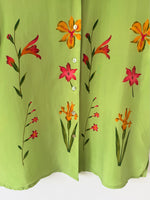 Lade das Bild in den Galerie-Viewer, *Kupferseide* Bluse 80s Blumen Lindgrün (XL)
