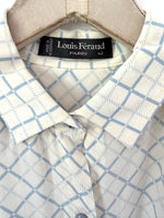 Lade das Bild in den Galerie-Viewer, *Louis Féraud* RARE 80s Bluse Seide Karo Hellblau (L)
