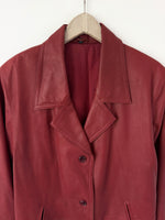 Lade das Bild in den Galerie-Viewer, Leder Mantel 90s Dunkelrot Classic (M-L)
