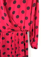 Lade das Bild in den Galerie-Viewer, *Seide* Kleid 80s Polka Dots Rot (M)
