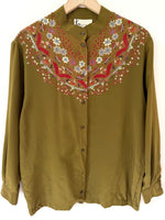 Lade das Bild in den Galerie-Viewer, *Seide* RARE Blouson Bluse 80s Bohemian (L)
