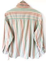 Lade das Bild in den Galerie-Viewer, Flanellhemd Pastell Mint Apricot Streifen (L)
