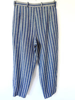 Lade das Bild in den Galerie-Viewer, *Leinen* Hose 80s Nadelstreifen Blau (L-XL)
