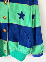 Lade das Bild in den Galerie-Viewer, Wildleder Jacke 80s Blouson Sterne Stick (L)
